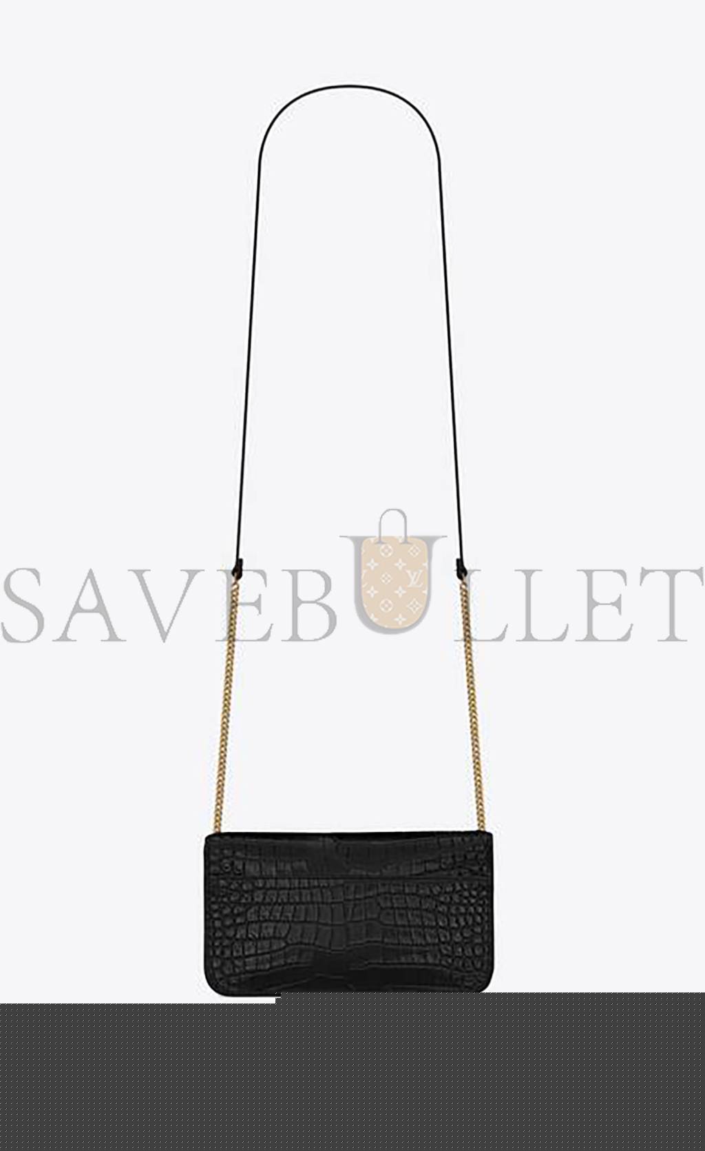 Y*L cassandre phone holder with strap in shiny crocodile-embossed leather 635095dnd1j1000 (18*11*2.5cm)