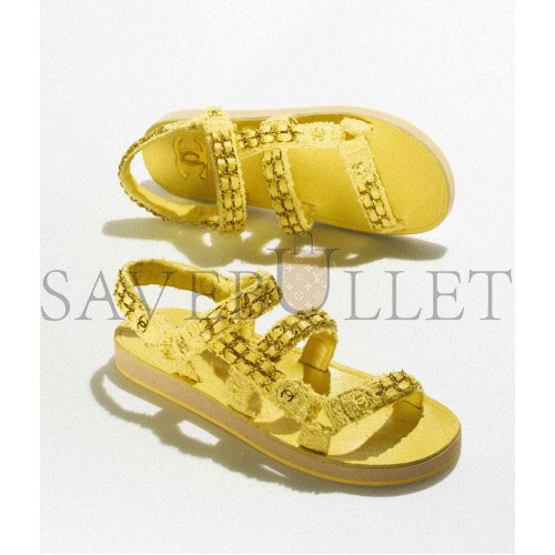 Ch*el sandals cotton tweedyellow g33800 x56550 0n550