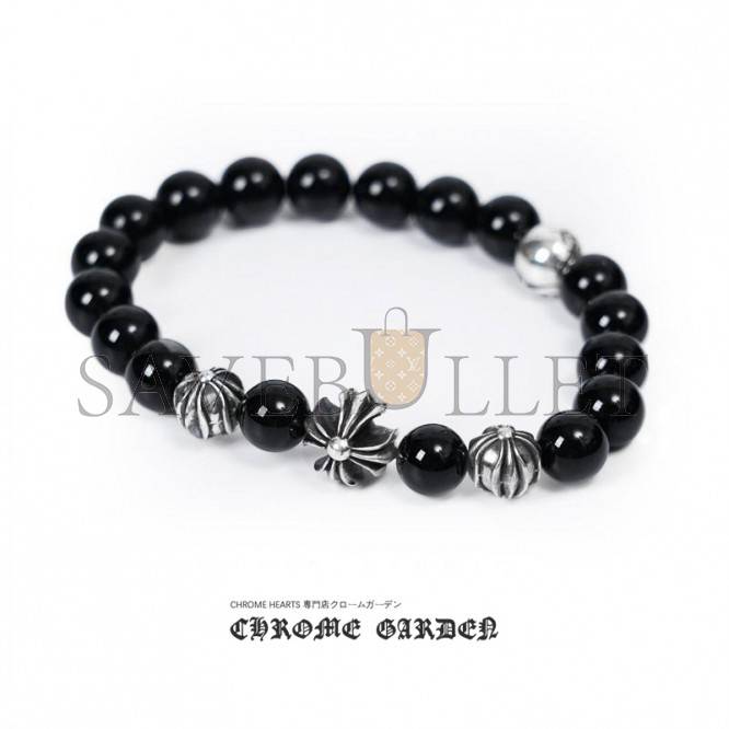Ch**me He**ts onyx bead bracelet 8mm (4 silver beads)