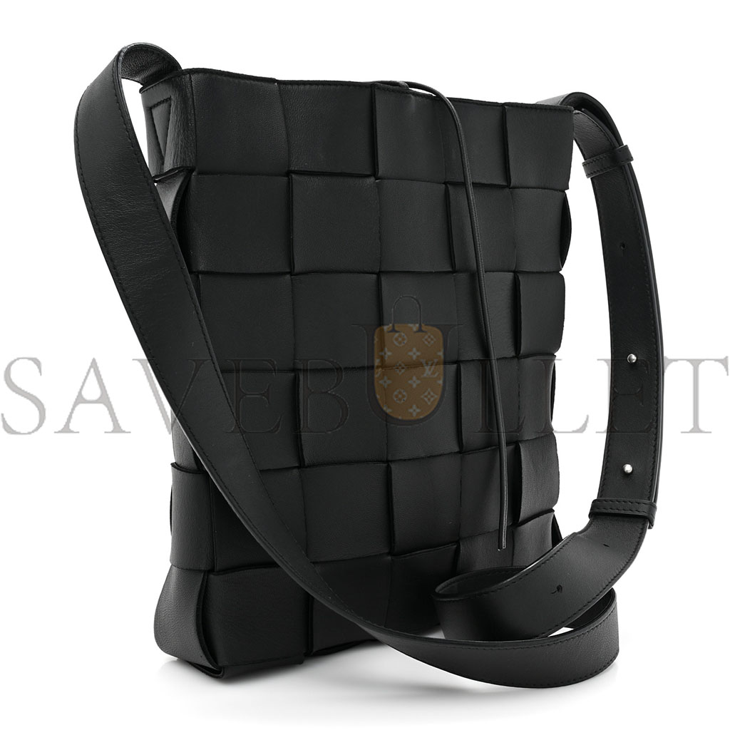 bo*te*ga Ve*ne*ta lambskin maxi intrecciato cassette messenger black (27*23*5cm)