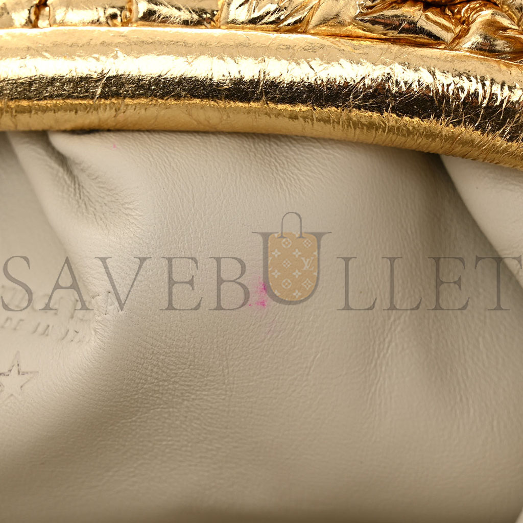 bo*te*ga Ve*ne*ta metallic crinkled lambskin the mini pouch oro (22*12*6cm)