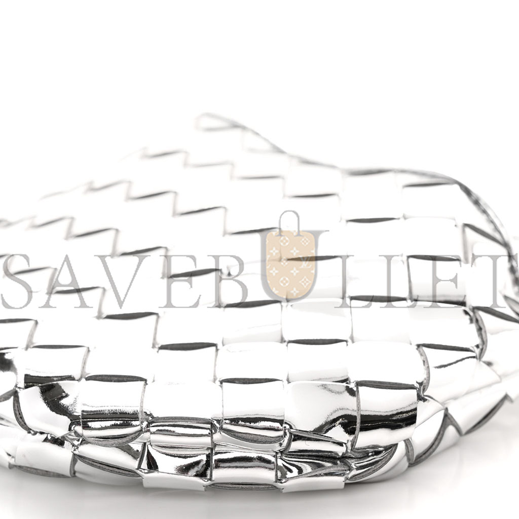 bo*te*ga Ve*ne*ta mirror laminated nappa intrecciato mini sardine bag silver (20*15*3cm)