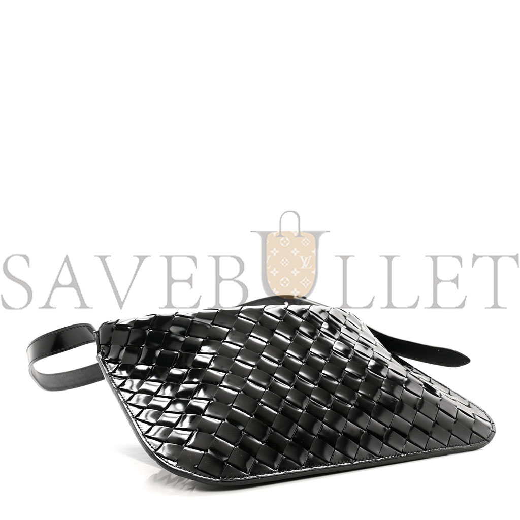 bo*te*ga Ve*ne*ta patent intrecciato shoulder bag black (31*20*3cm)