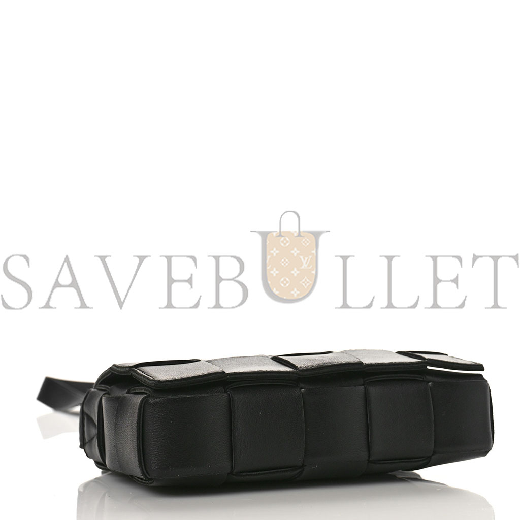 bo*te*ga Ve*ne*ta lambskin maxi intreccio small cassette crossbody bag black (19*12*4cm)