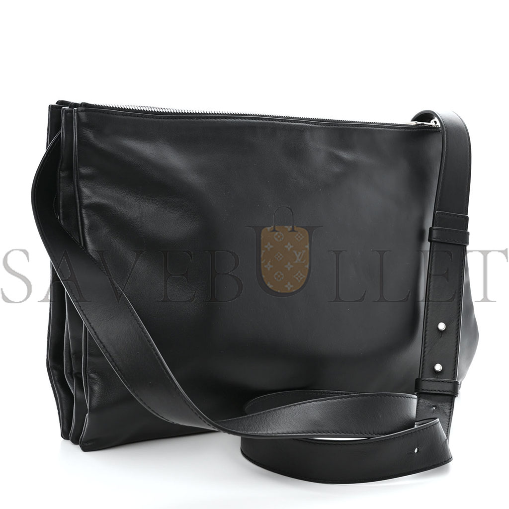 bo*te*ga Ve*ne*ta intrecciato embossed triple zip messenger bag black (38*25*3cm)