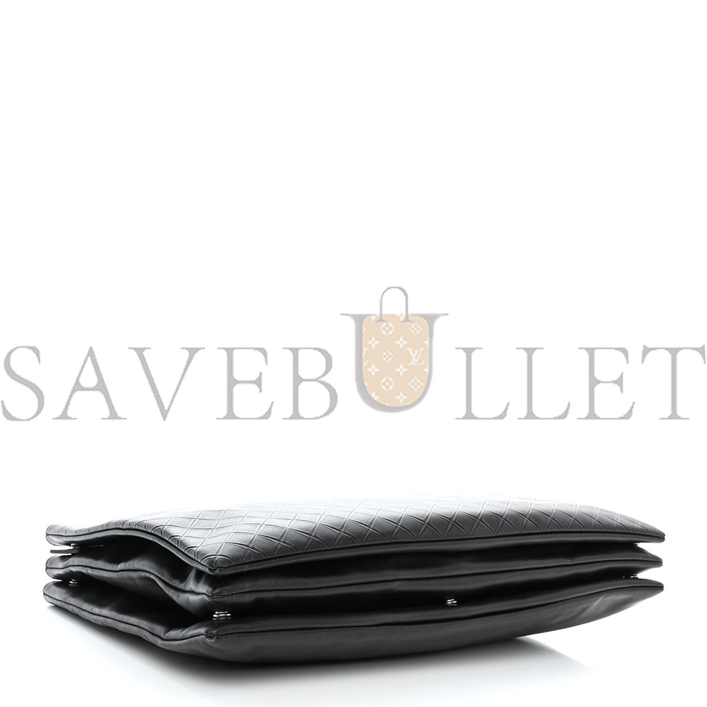 bo*te*ga Ve*ne*ta intrecciato embossed triple zip messenger bag black (38*25*3cm)