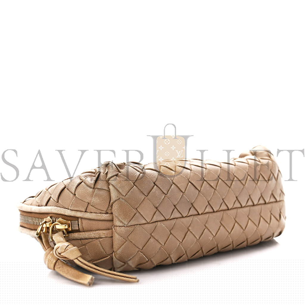 bo*te*ga Ve*ne*ta nappa intrecciato small cosmetic pouch camel (17*10*8cm)