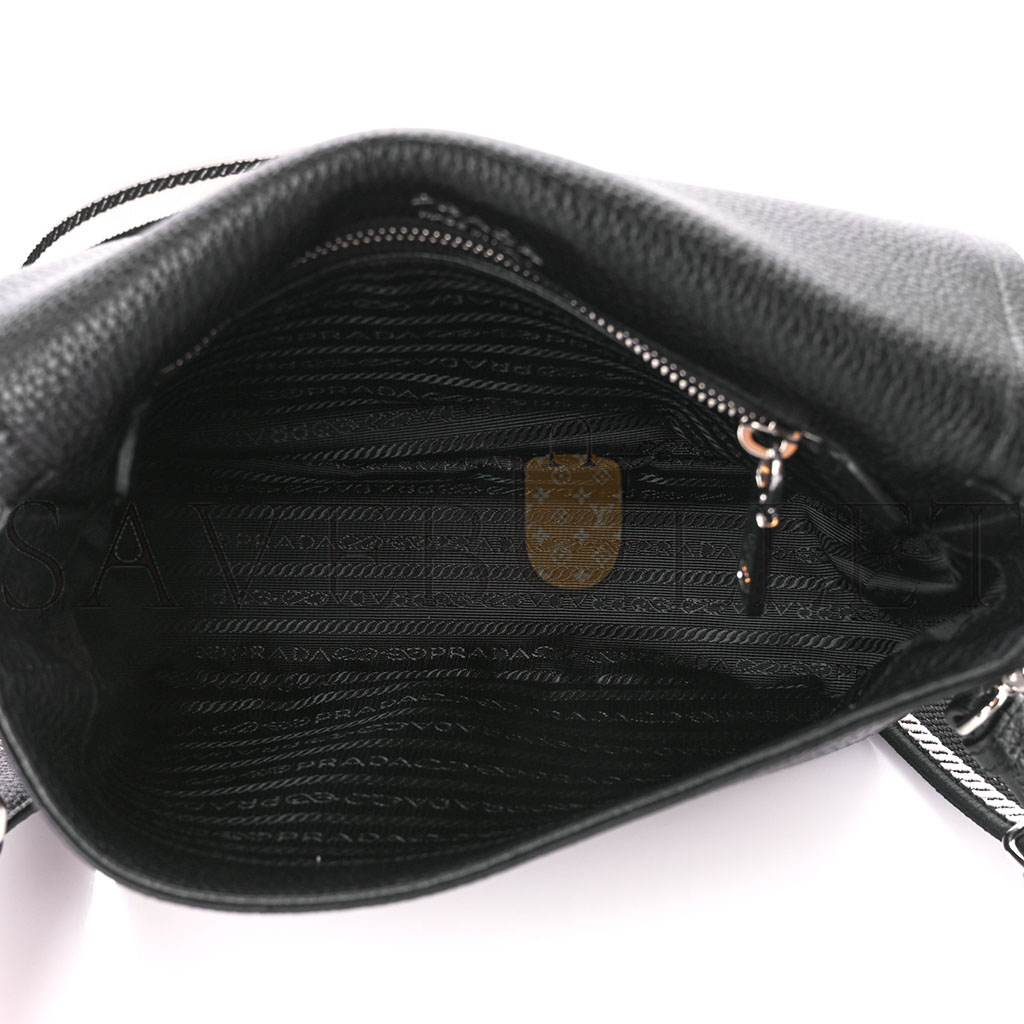 Pra*a vitello daino flou flap crossbody black (23*15*8cm)