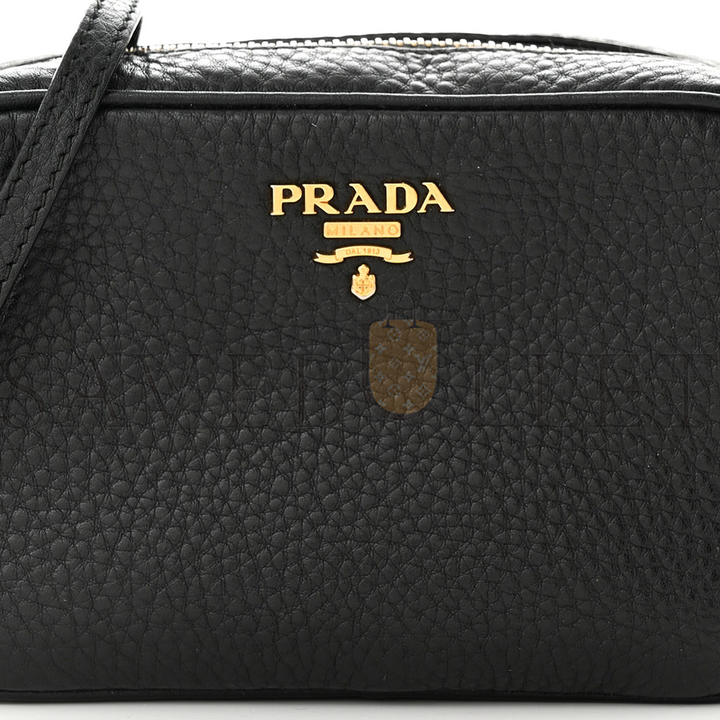 Pra*a vitello daino mini camera crossbody black (16*10*6cm)