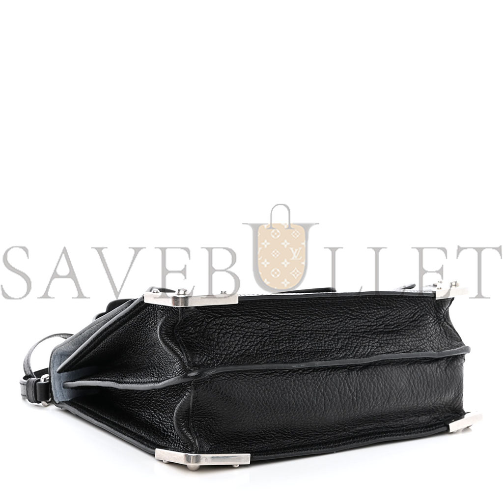 Pra*a glace calfskin large soft cahier bag black (23*17*8cm)