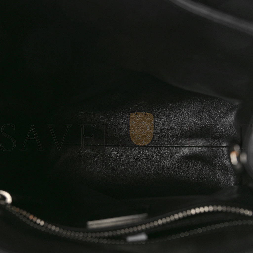 Pra*a nappa mini antique rosette flower tote bag black (24*22*10cm)