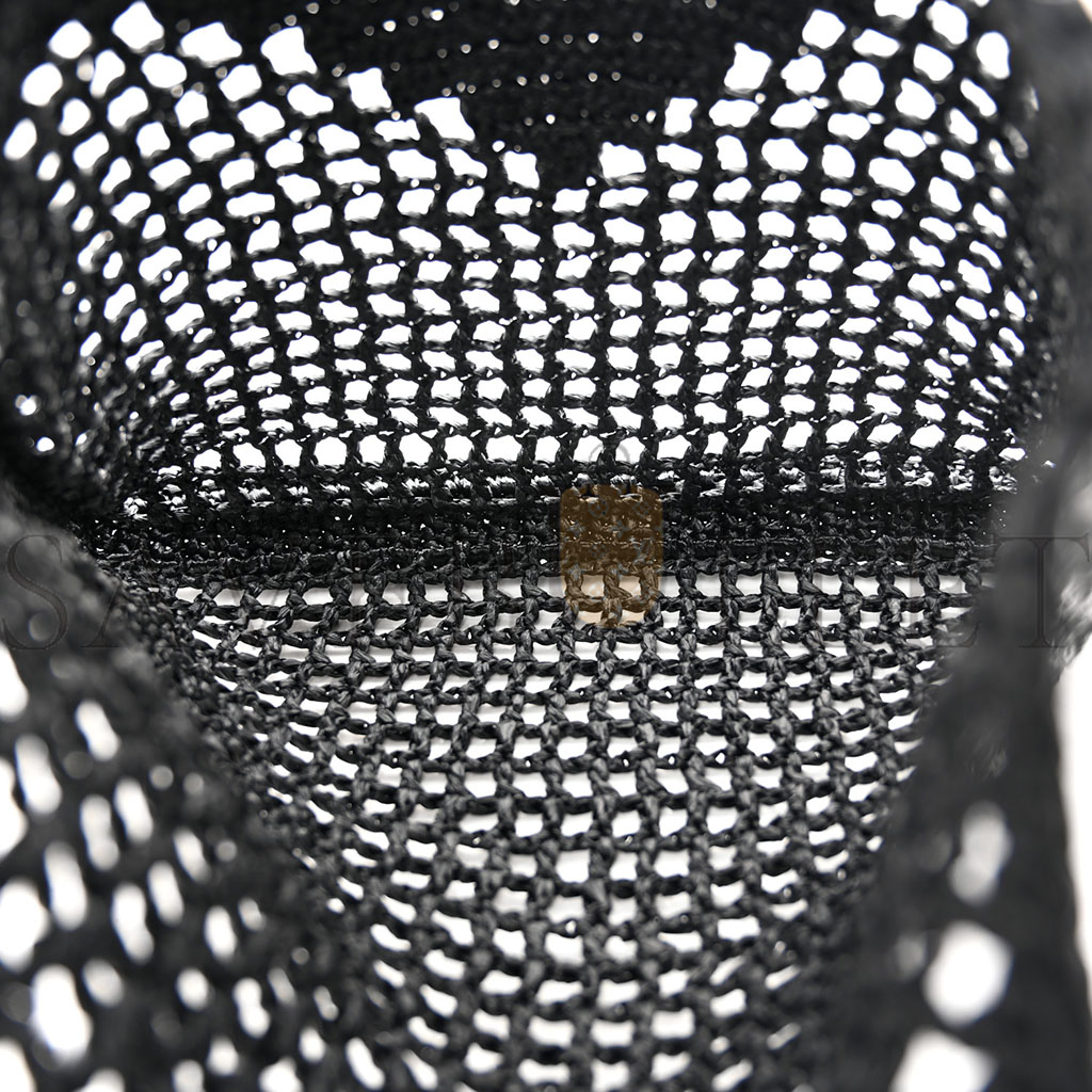Pra*a raffia embroidered logo tote bag black (37*37*4cm)