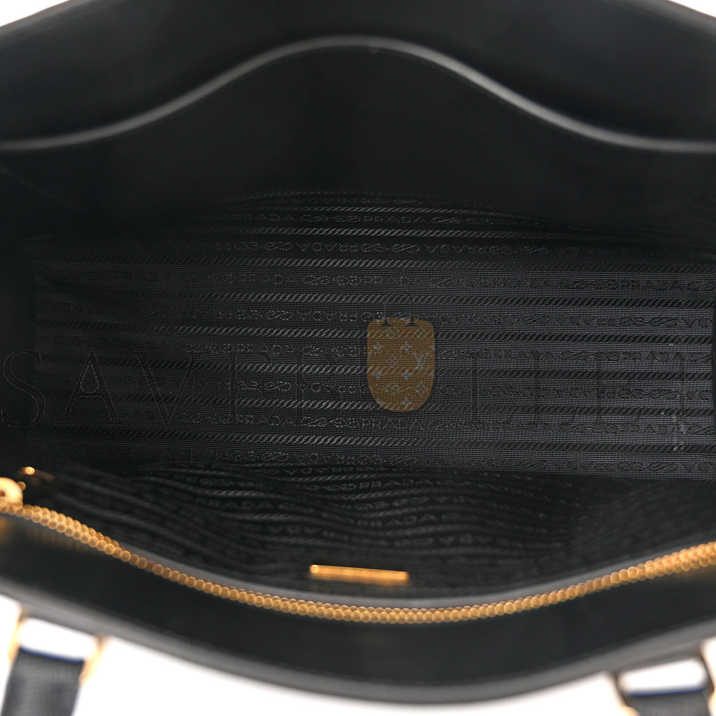 Pra*a saffiano lux embossed logo large shoulder bag black (33*26*11cm)