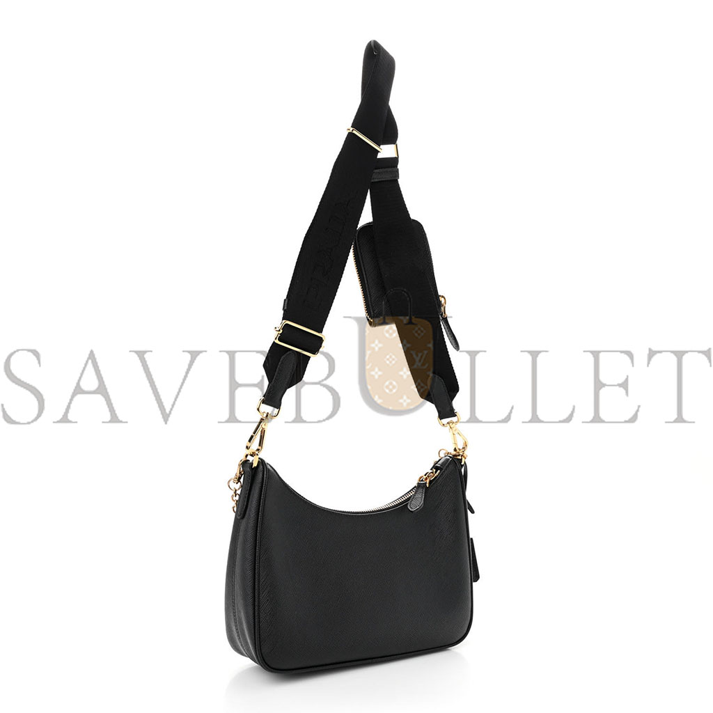 Pra*a saffiano lux re-edition 2005 shoulder bag black (22*17*6cm)