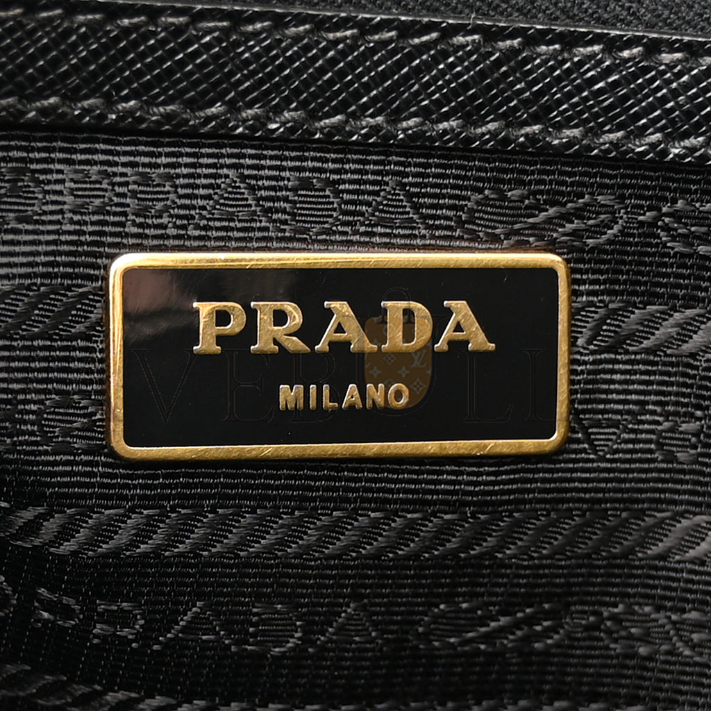 Pra*a saffiano lux extra large galleria double zip tote black (40*30*17cm)