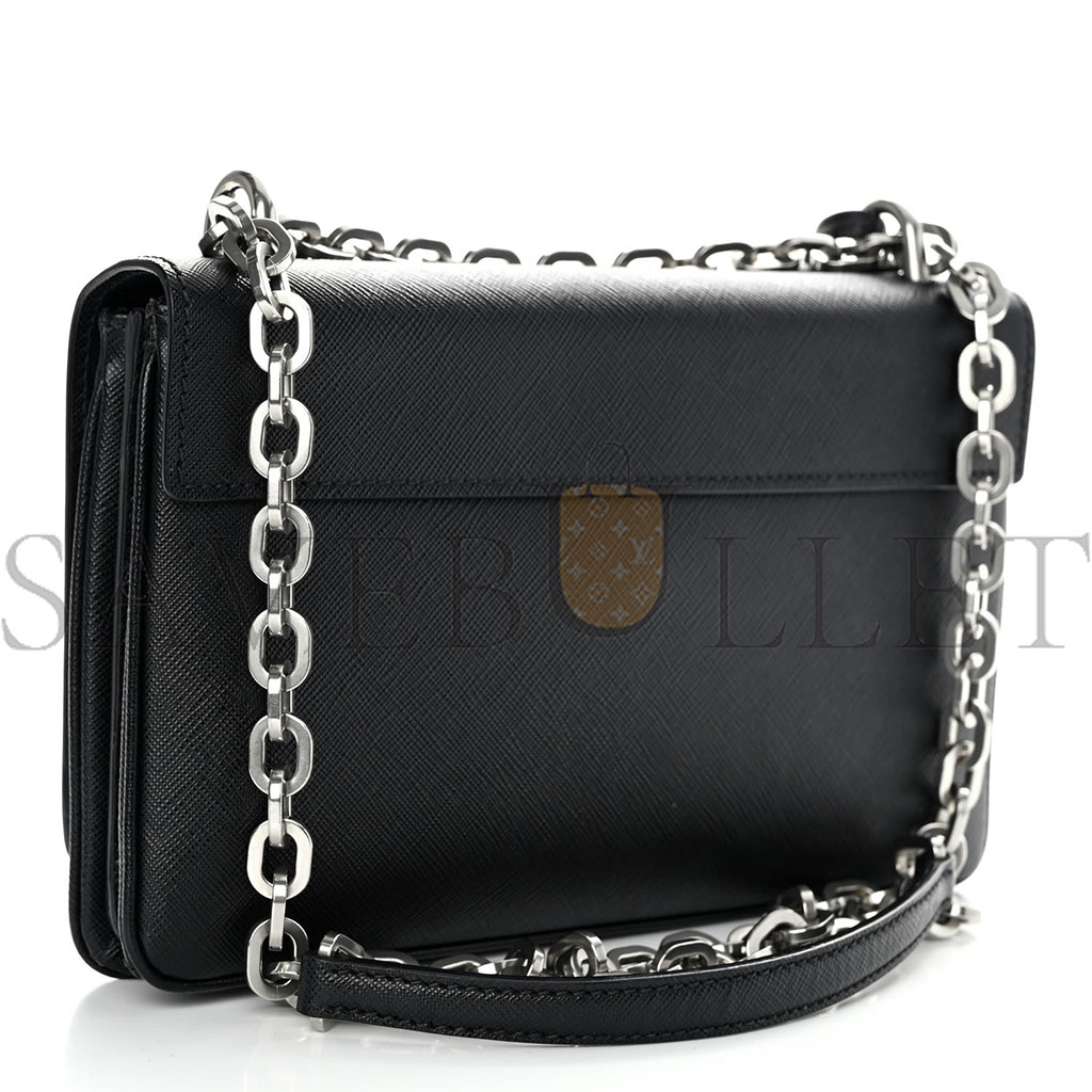 Pra*a saffiano lux chain shoulder bag black (24*15*6cm)