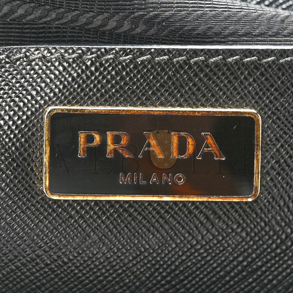 Pra*a saffiano medium galleria double zip tote black (34*24*15cm)