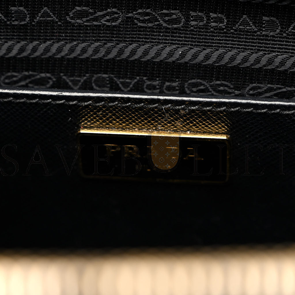 Pra*a saffiano medium galleria double zip tote black (30*23*15cm)