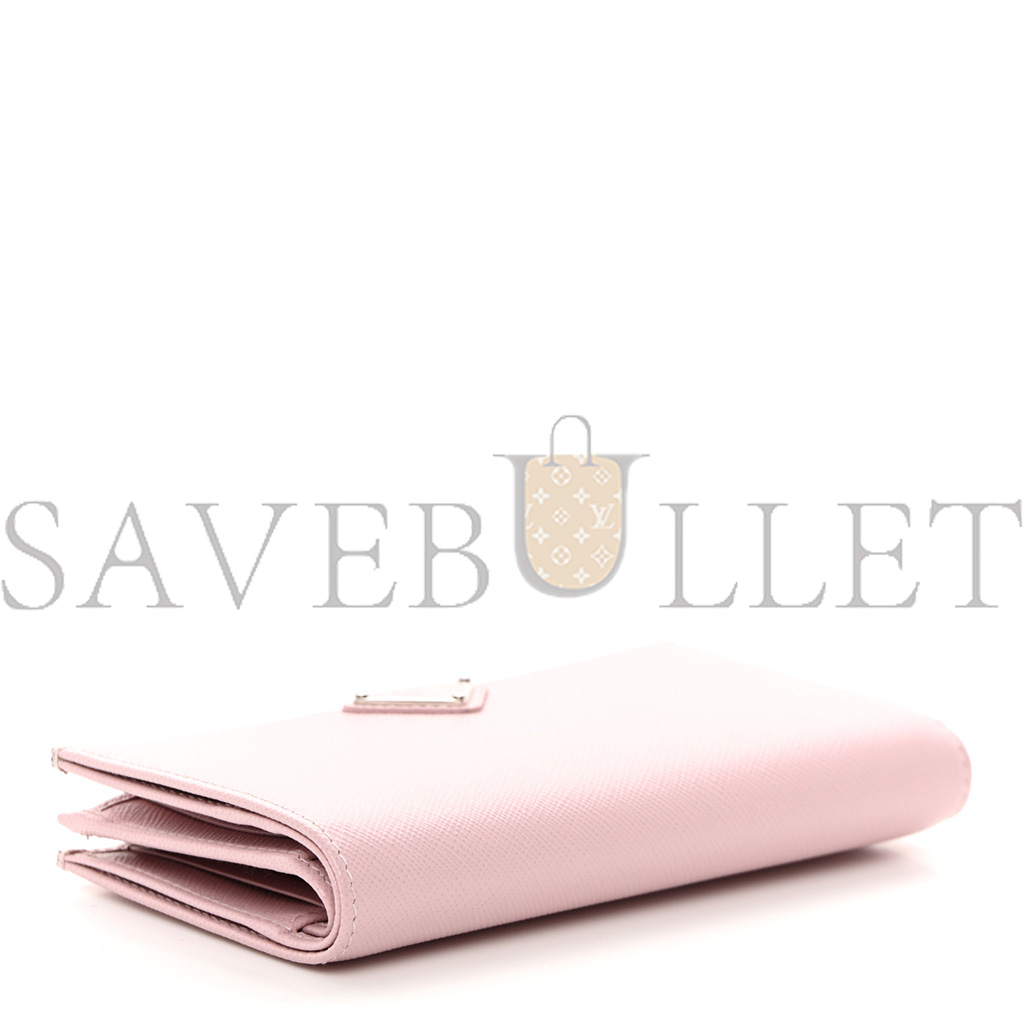 Pra*a saffiano triangle continental zip wallet alabaster (16*9*2cm)