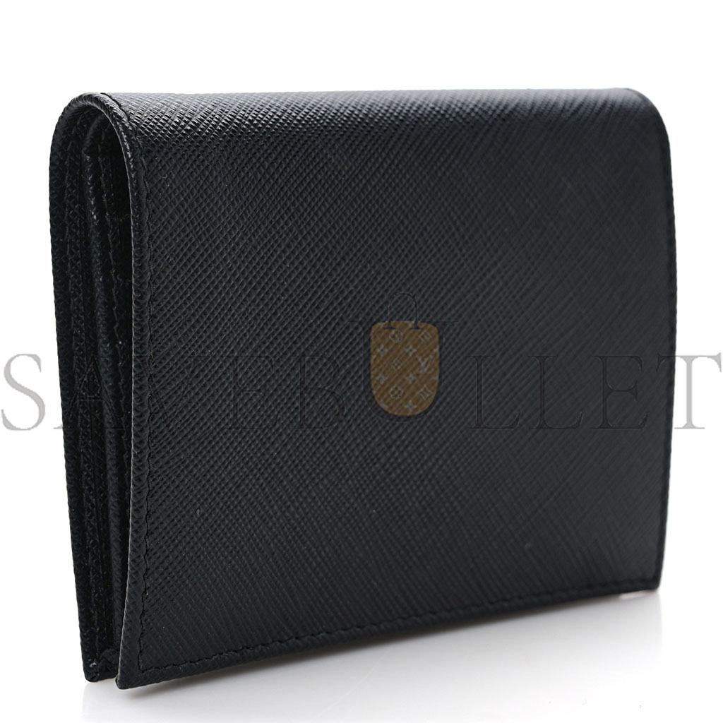 Pra*a saffiano triangle bi-fold wallet black (11*8*3cm)