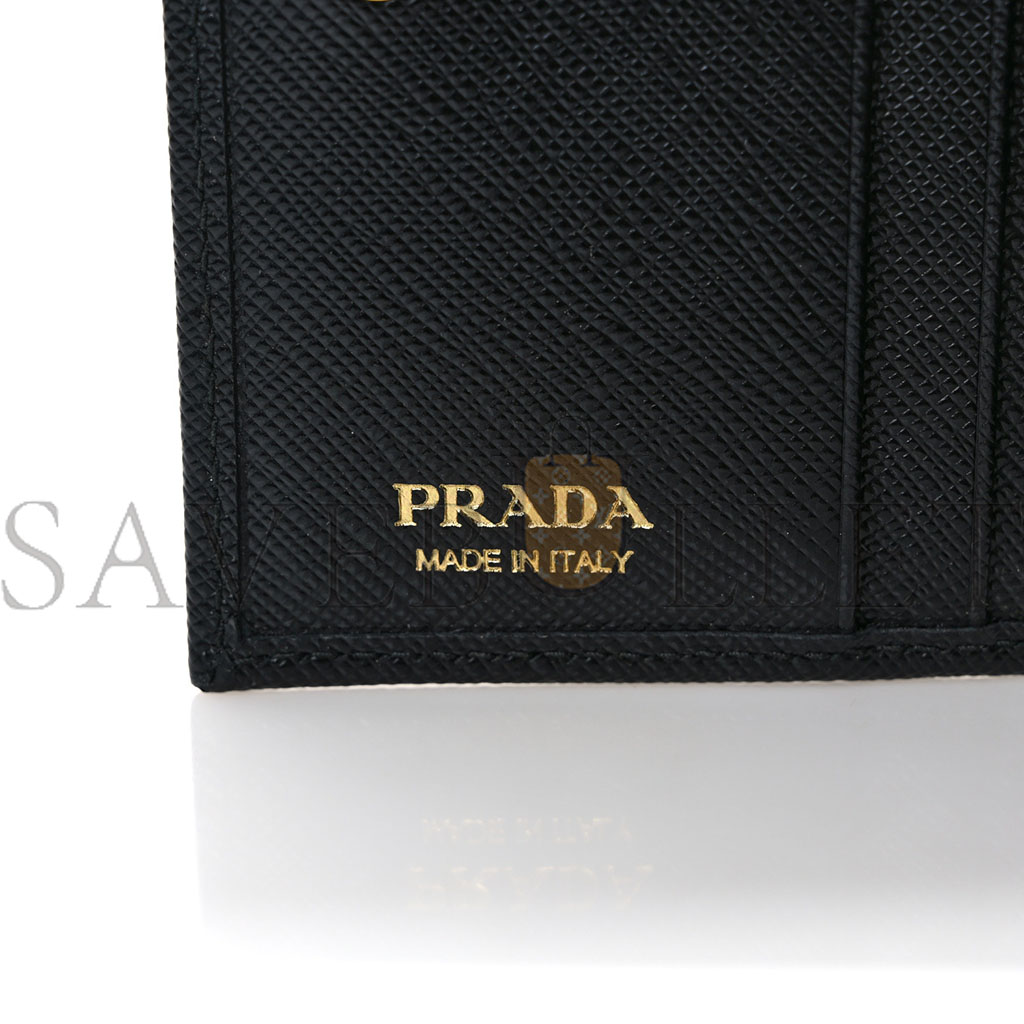 Pra*a saffiano triangle bi-fold wallet black (11*8*3cm)