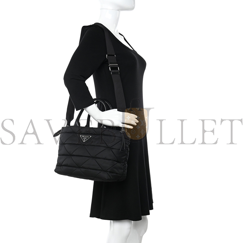 Pra*a tessuto nylon triangle small padded tote black (28*20*16cm)