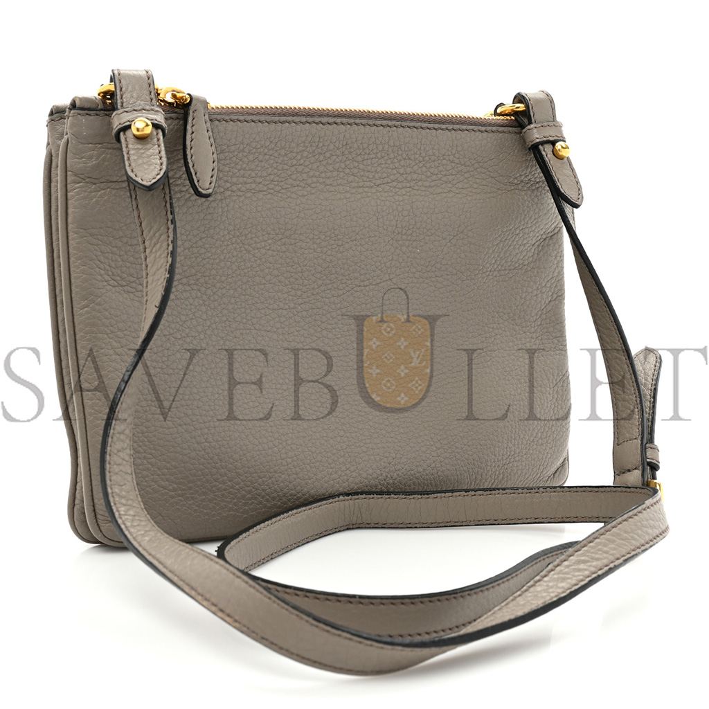 Pra*a vitello daino double zip crossbody bag argilla (24*17*2cm)