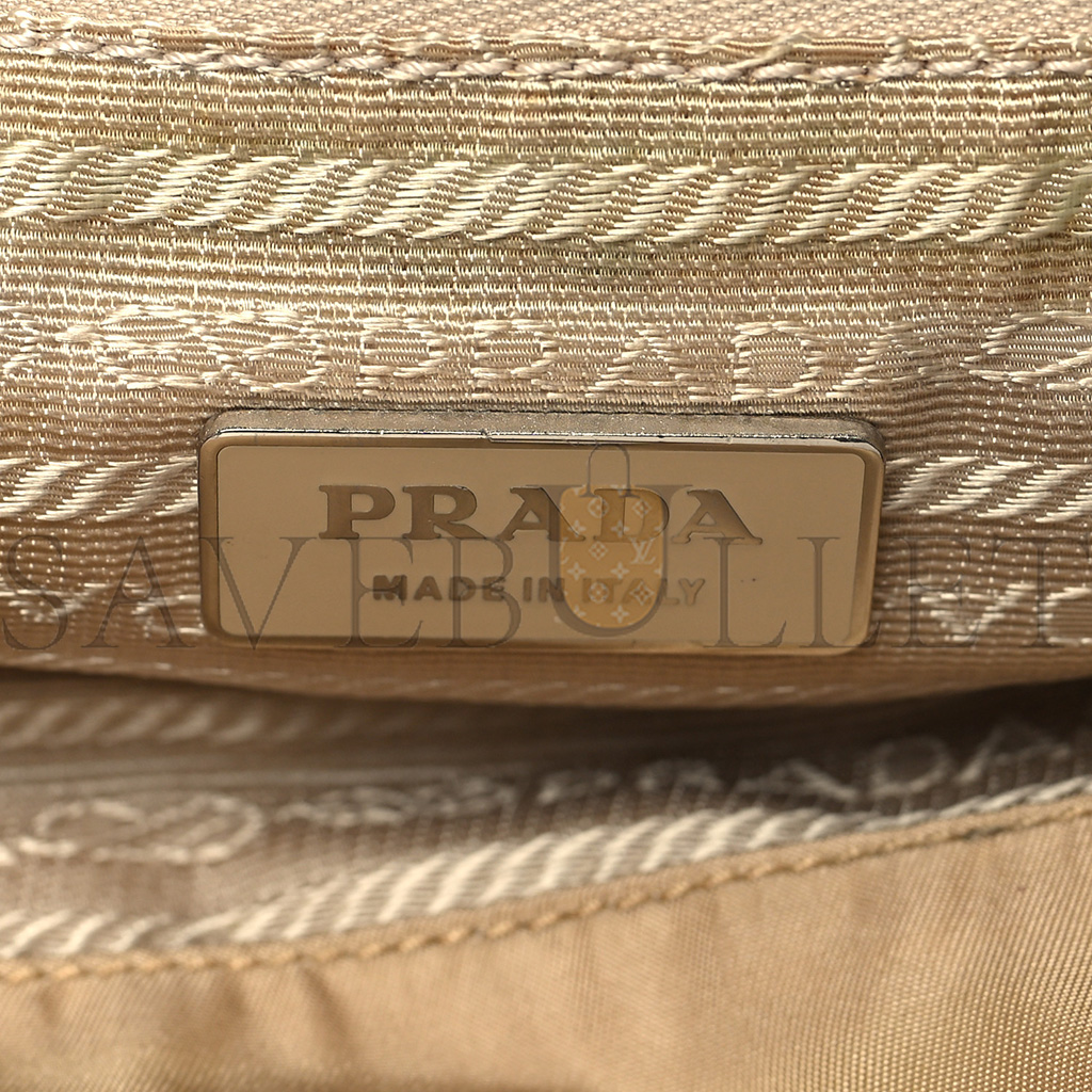 Pra*a tessuto nylon vela small backpack cammello blanco (25*24*12cm)