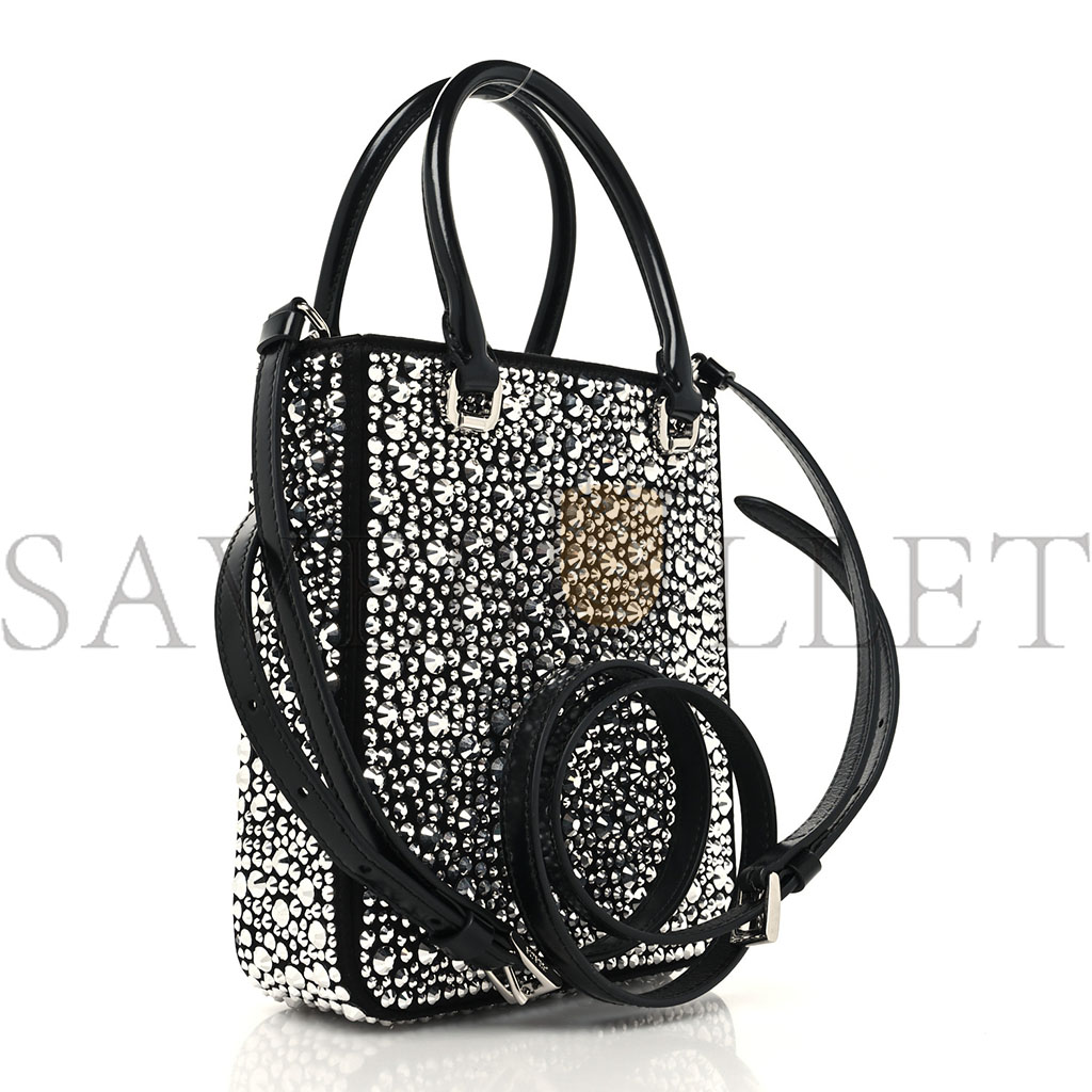Pra*a satin crystal small tote bag metal (18*15*2cm)