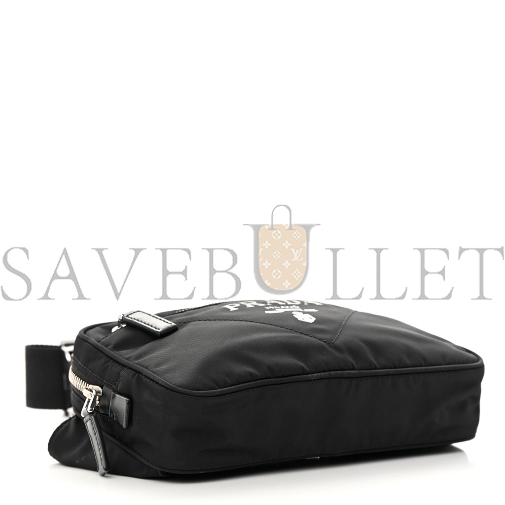 Pra*a tessuto re-nylon logo print belt bag black (22*13*6cm)