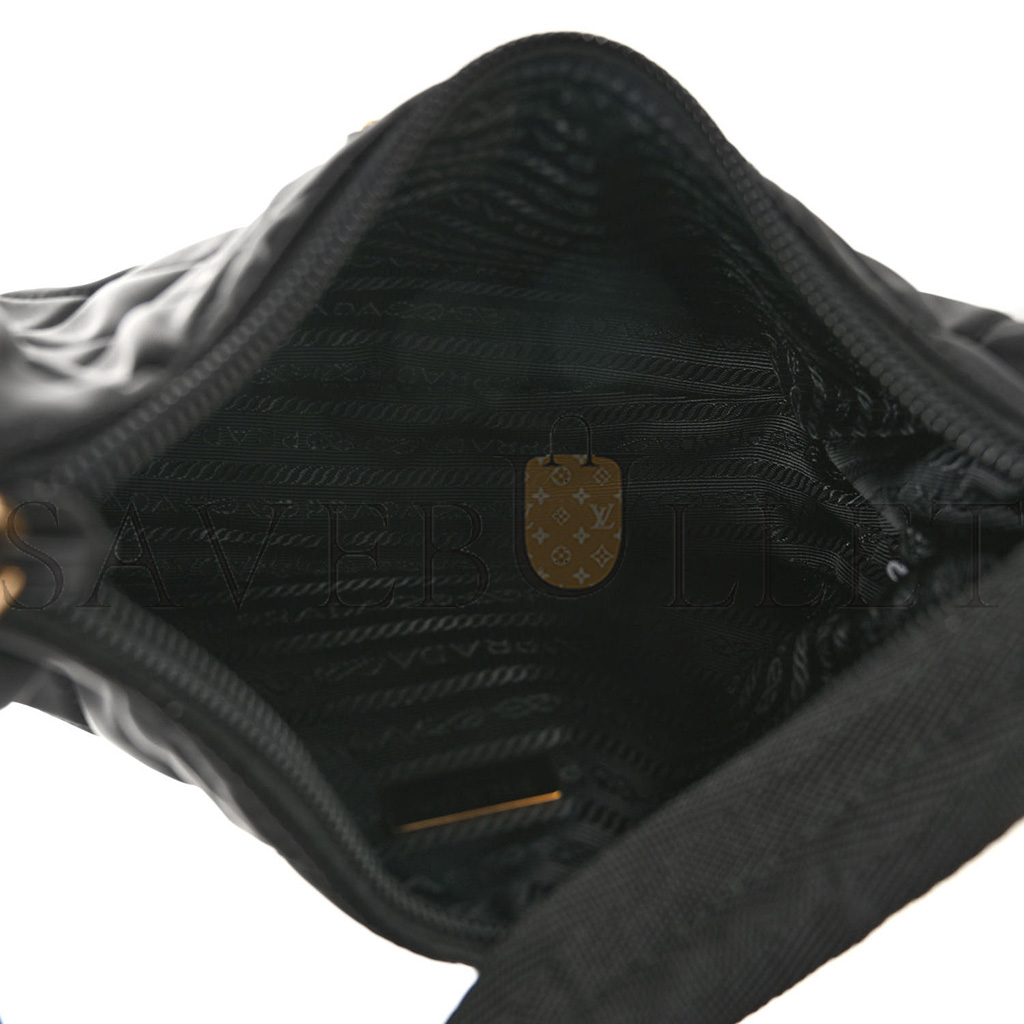 Pra*a tessuto nylon impuntu quilted shoulder bag black (23*13*6cm)