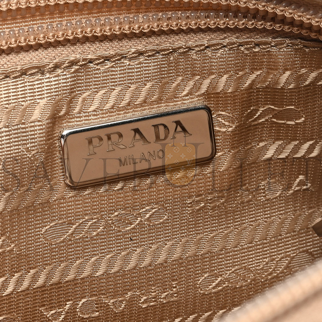 Pra*a tessuto nylon saffiano wristlet cammeo (17*11*4cm)