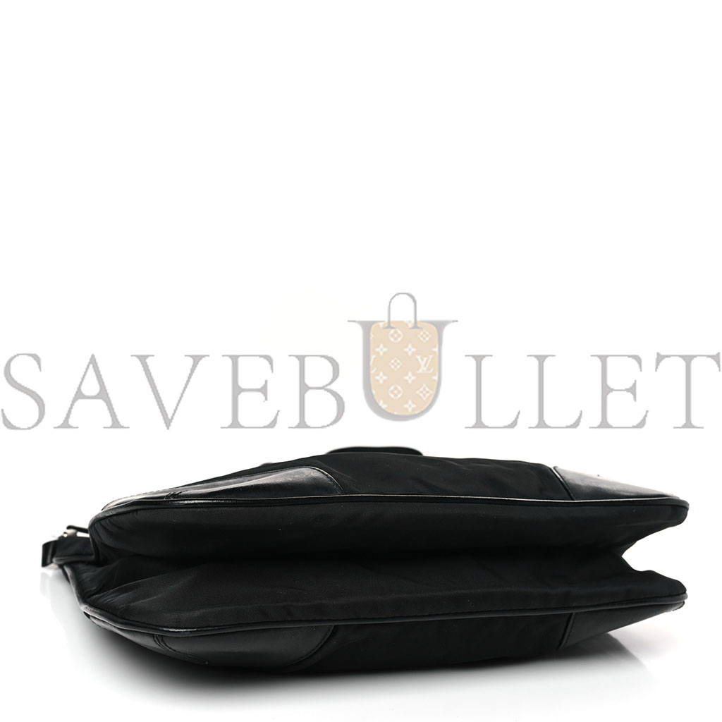 Pra*a tessuto nylon soft calf shoulder bag black (32*30*8cm)