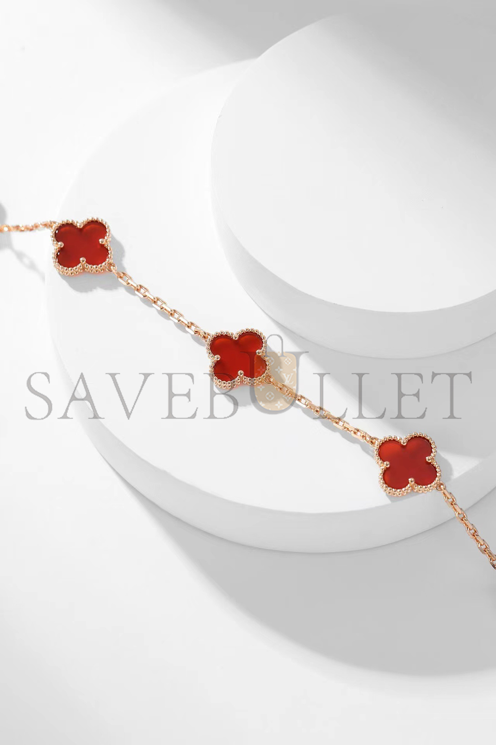 V*N CL*F arpels vintage alhambra necklace, 10 motifs - yellow gold, carnelian vcard40600