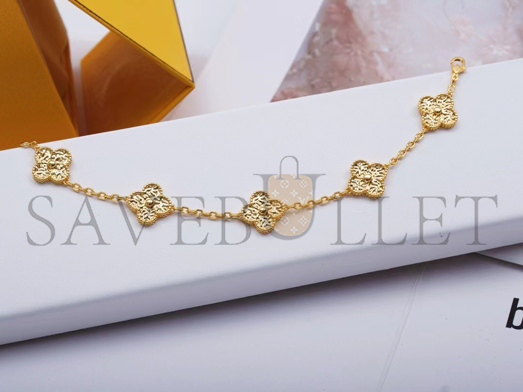 V*N CL*F arpels vintage alhambra bracelet, 5 motifs - yellow gold vcaro1ie00