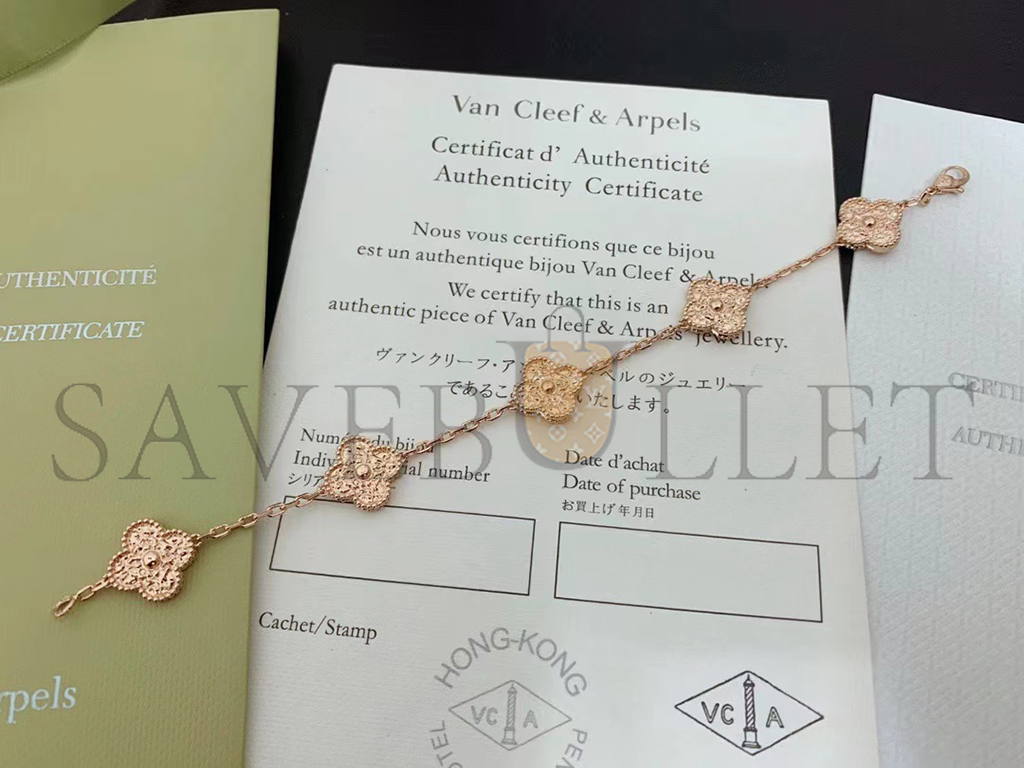 V*N CL*F arpels vintage alhambra bracelet, 5 motifs - rose gold vcarn9t300