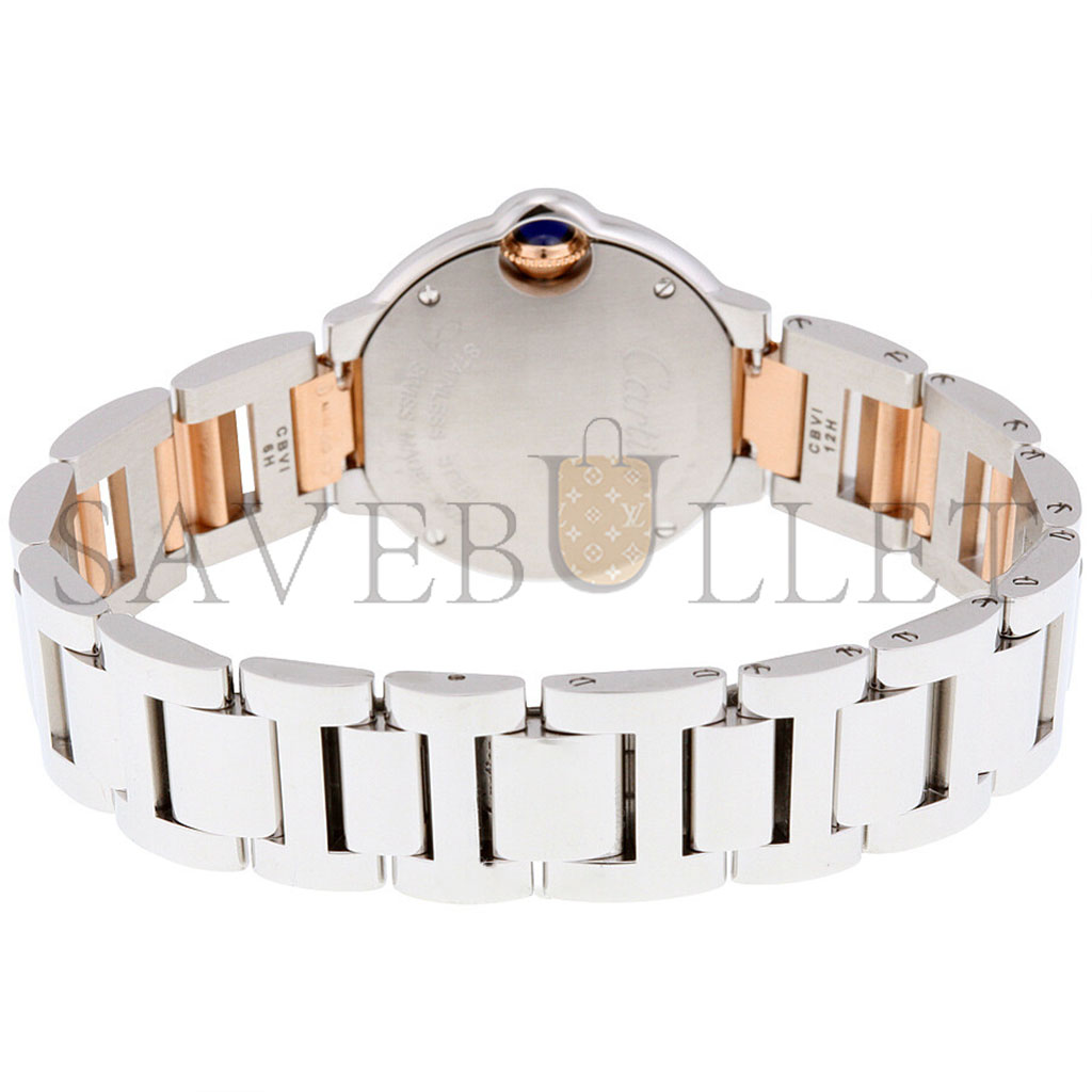 Ca*t*er ballon bleu mother of pearl stainless steel and 18kt rose gold ladies watch w2bb0009
