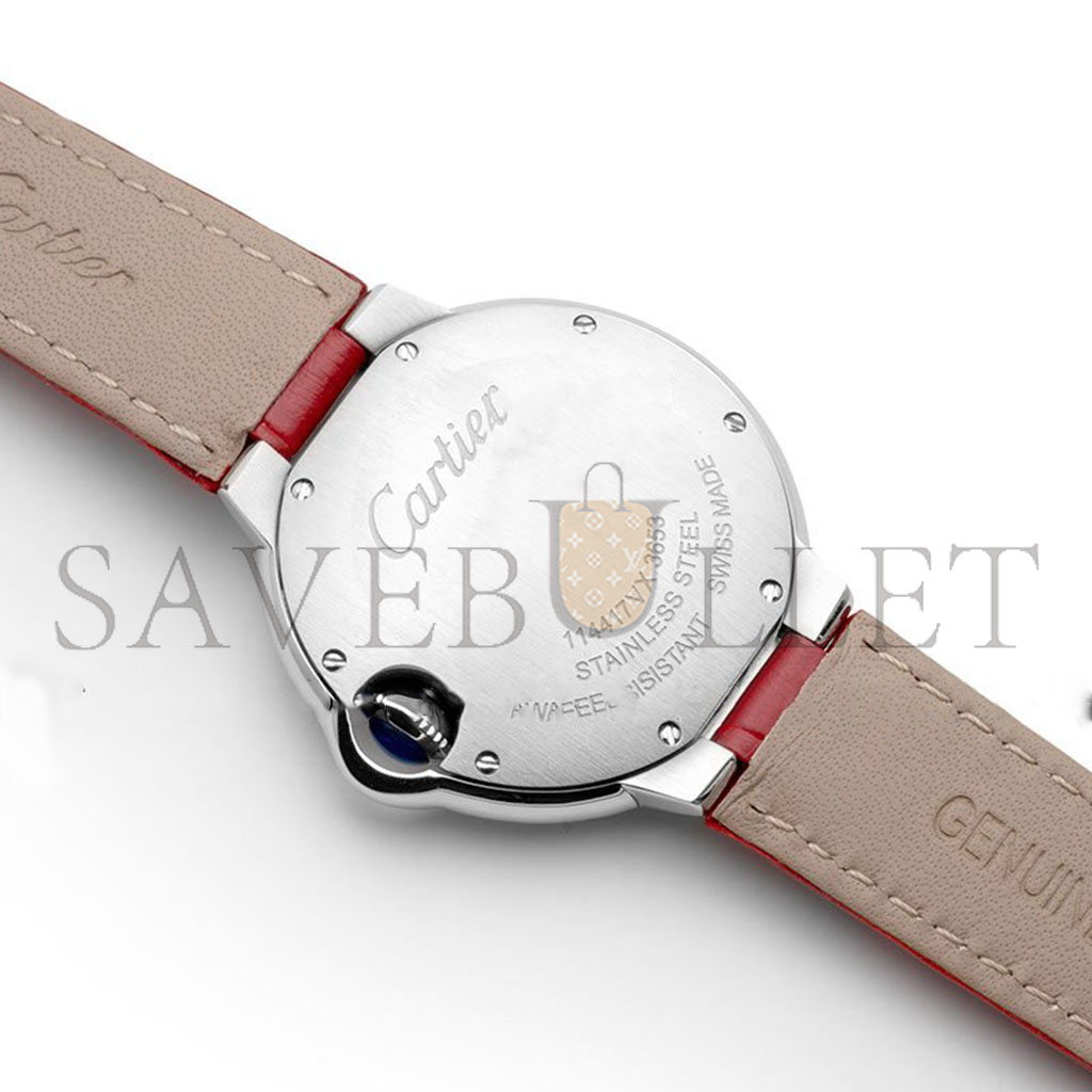 Ca*t*er ballon bleu de Ca*t*er 33mm quartz red dial in red leather strap wsbb0022