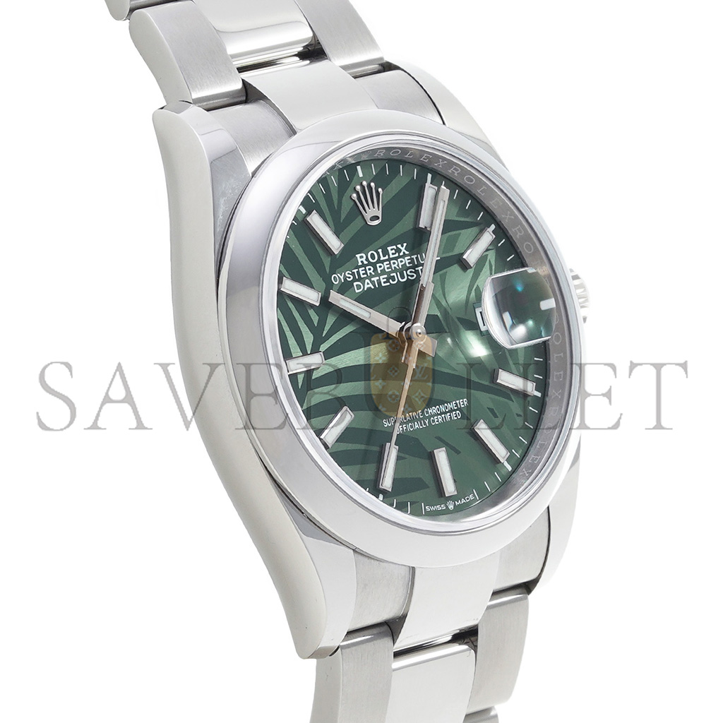 R*l*x datejust olive green palm pattern watch 126200