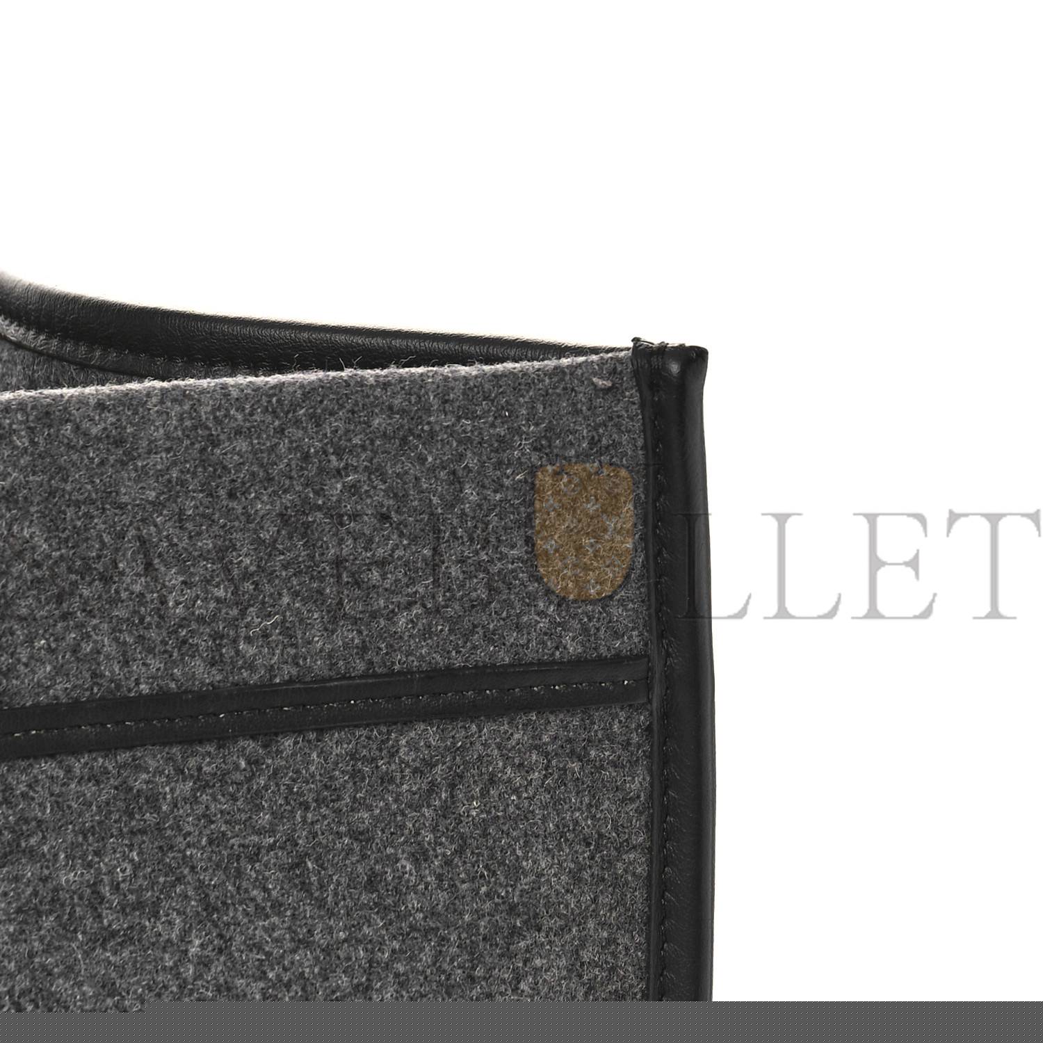 F**di melange flannel plexiglass satin logo embroidered threaded edge large F**di sunshine shopper tote grigio black (40*34*20cm)