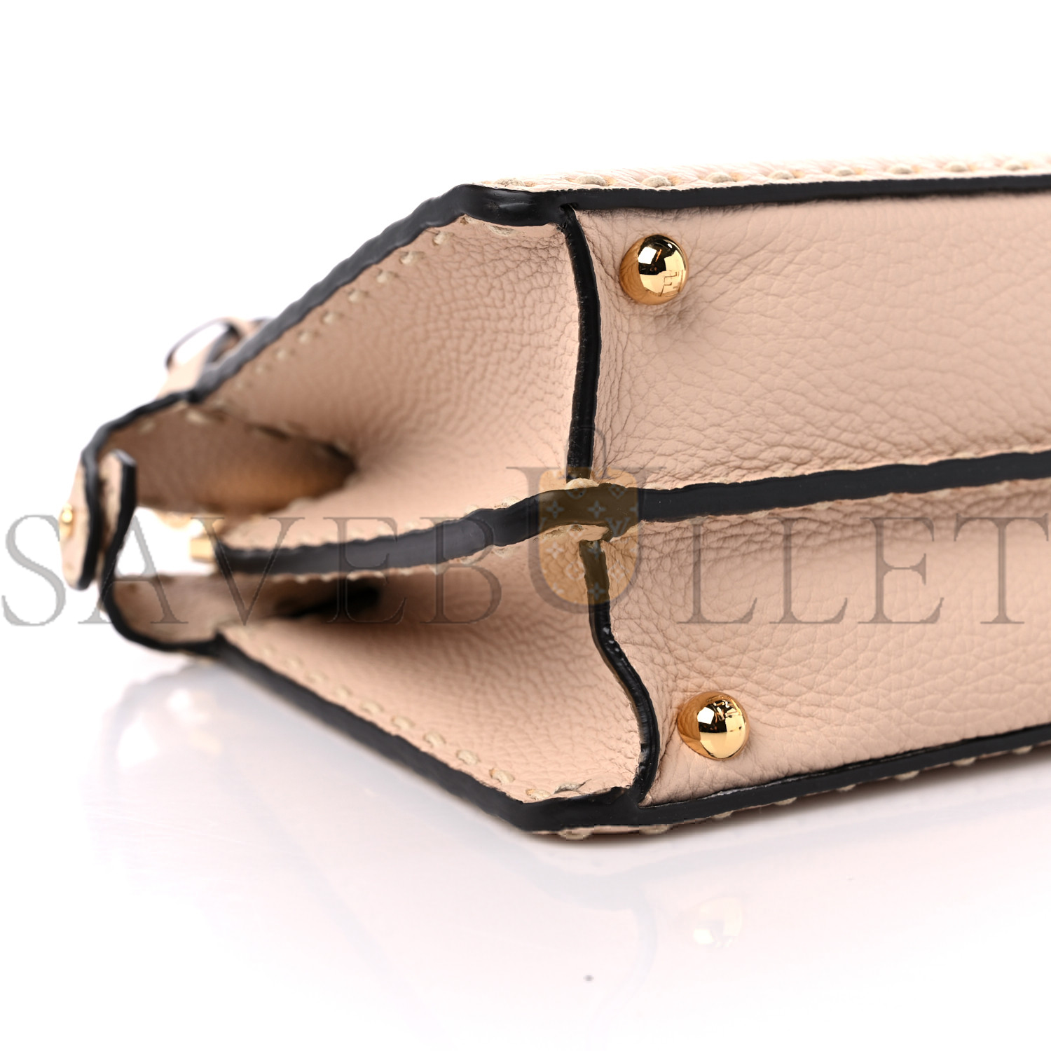 F**di vitello granato camoscio selleria macro stitchings small peekaboo i see u satchel rosa plaster (27*20*11cm)