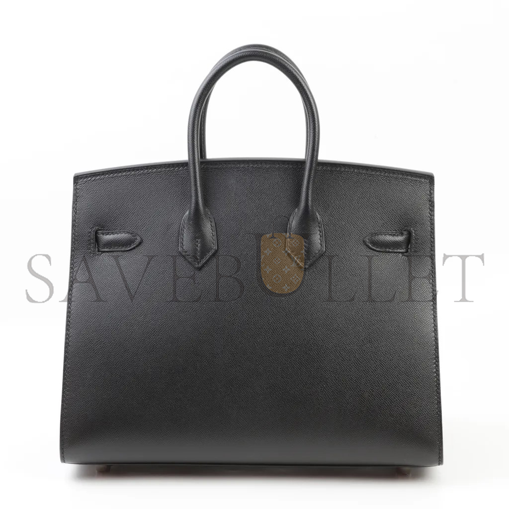H**mes birkin 25 black leather silver buckle 4341856341 (25*20*13cm)
