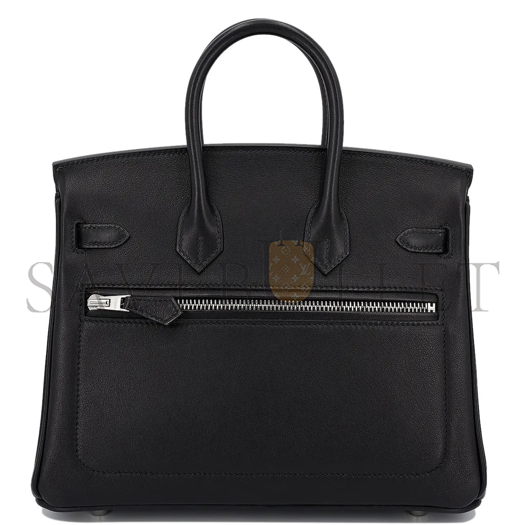 H**mes master birkin 25 rock black silver hardware 10074565 (25*20*13cm)