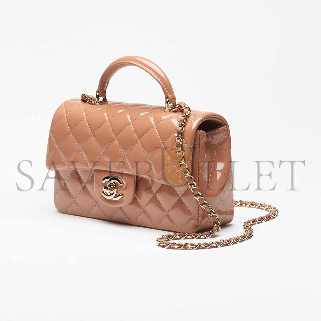 Ch*el mini classic handbag with top handle as2431 (20*12*6cm)