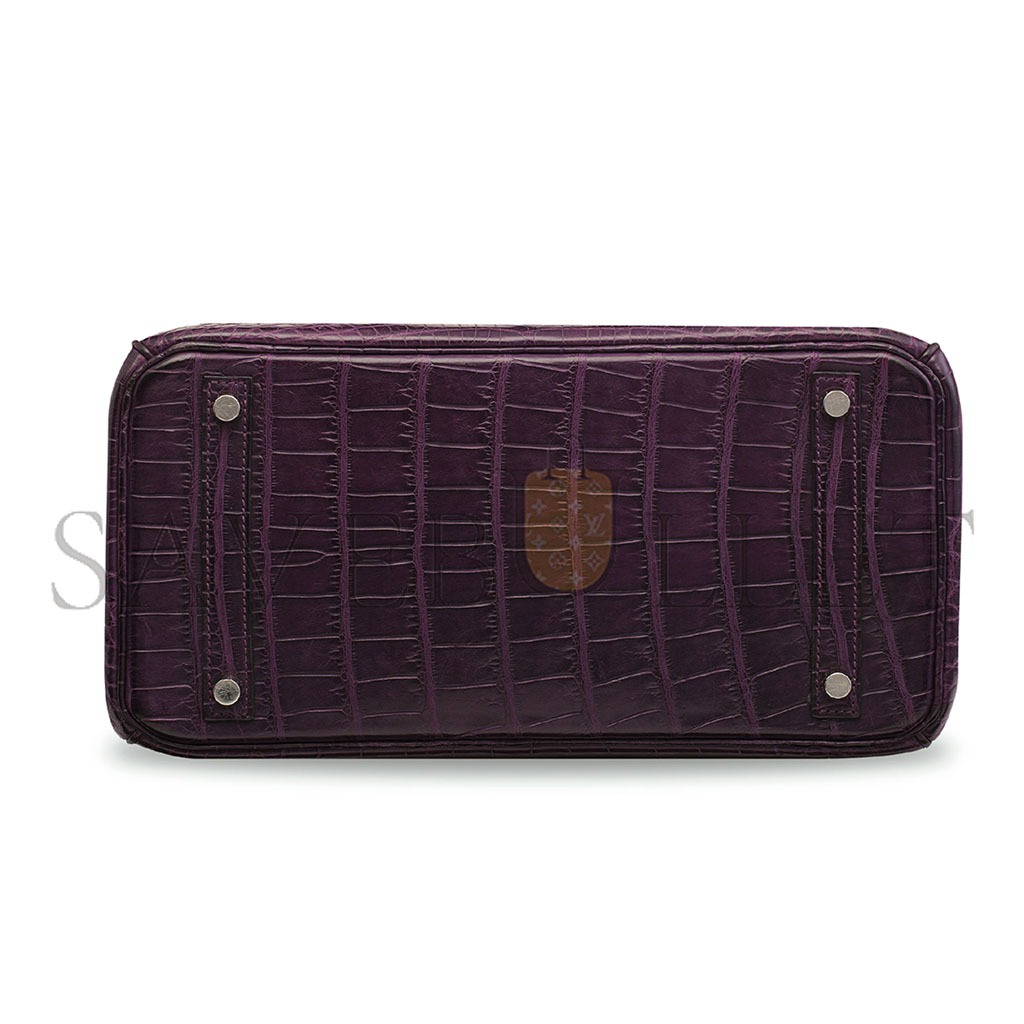 H**mes master birkin 25 crocodile crystal purple handbag 10040416 (25*20*13cm)