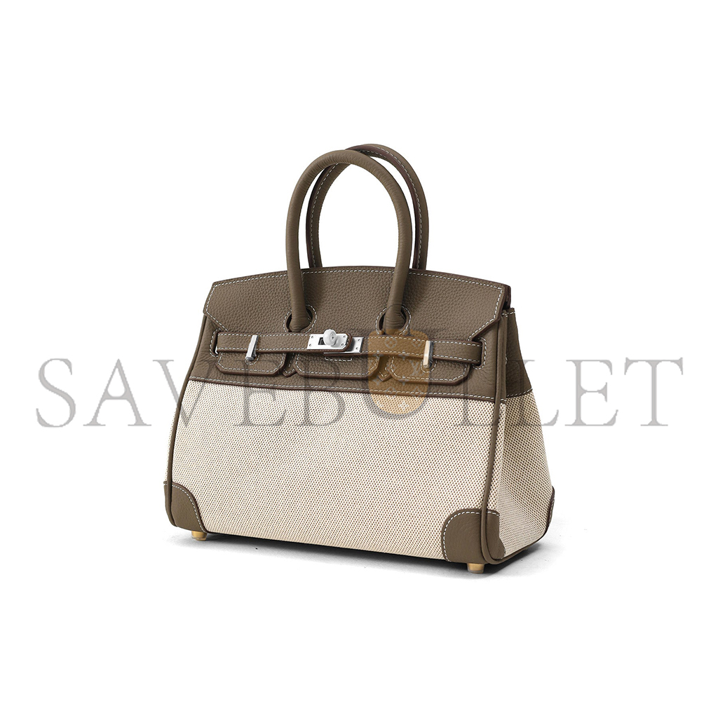H**mes birkin 30 elephant grey leather silver buckle bag 10078235 (30*22*15cm)