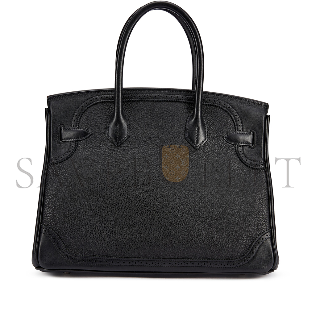 H**mes birkin 30 wift with togo leather black silver buckle bag 195482 (30*22*15cm)