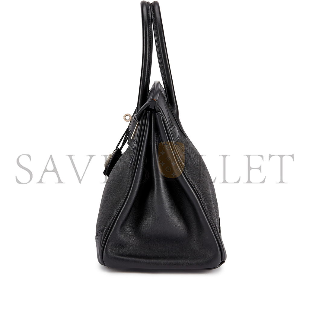 H**mes birkin 30 wift with togo leather black silver buckle bag 195482 (30*22*15cm)