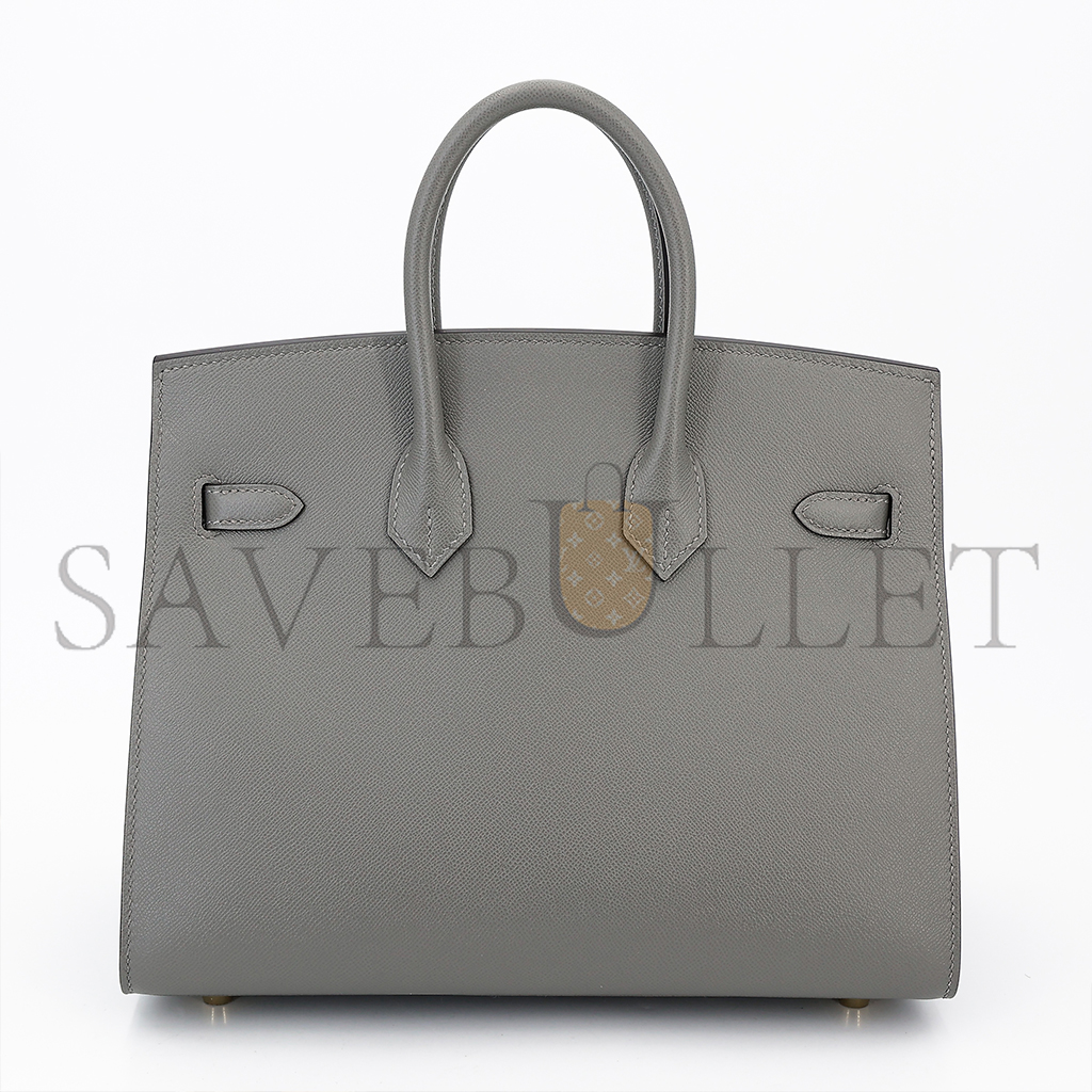 H**mes birkin 25 outseam 0l gris meyer cumulonimbus gray leather gold button 9117444335 (25*20*13cm)