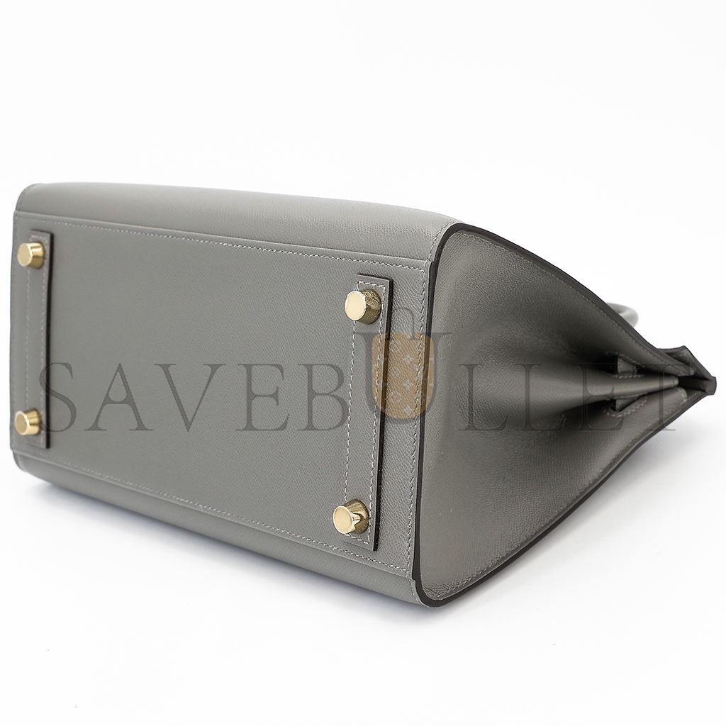 H**mes birkin 25 outseam 0l gris meyer cumulonimbus gray leather gold button 9117444335 (25*20*13cm)